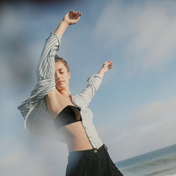 Silence + Noise Olivia Striped Button-Down Shirt - Picture 1 of 4